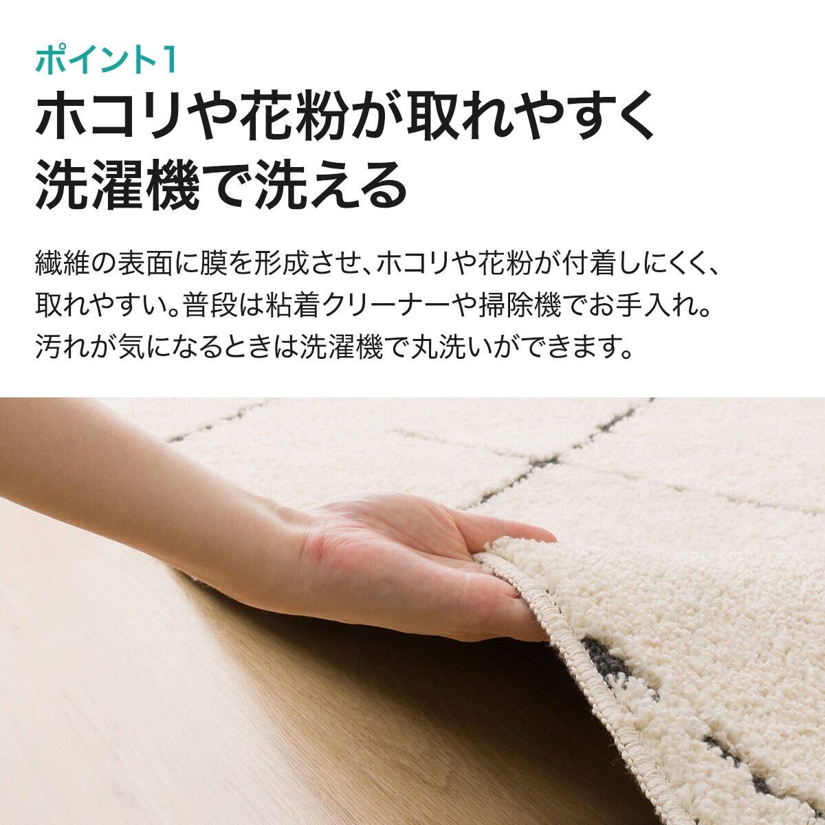 ほこりが取れやすい洗えるラグ(タフトラグ 185X185 BE SR003)+すべり