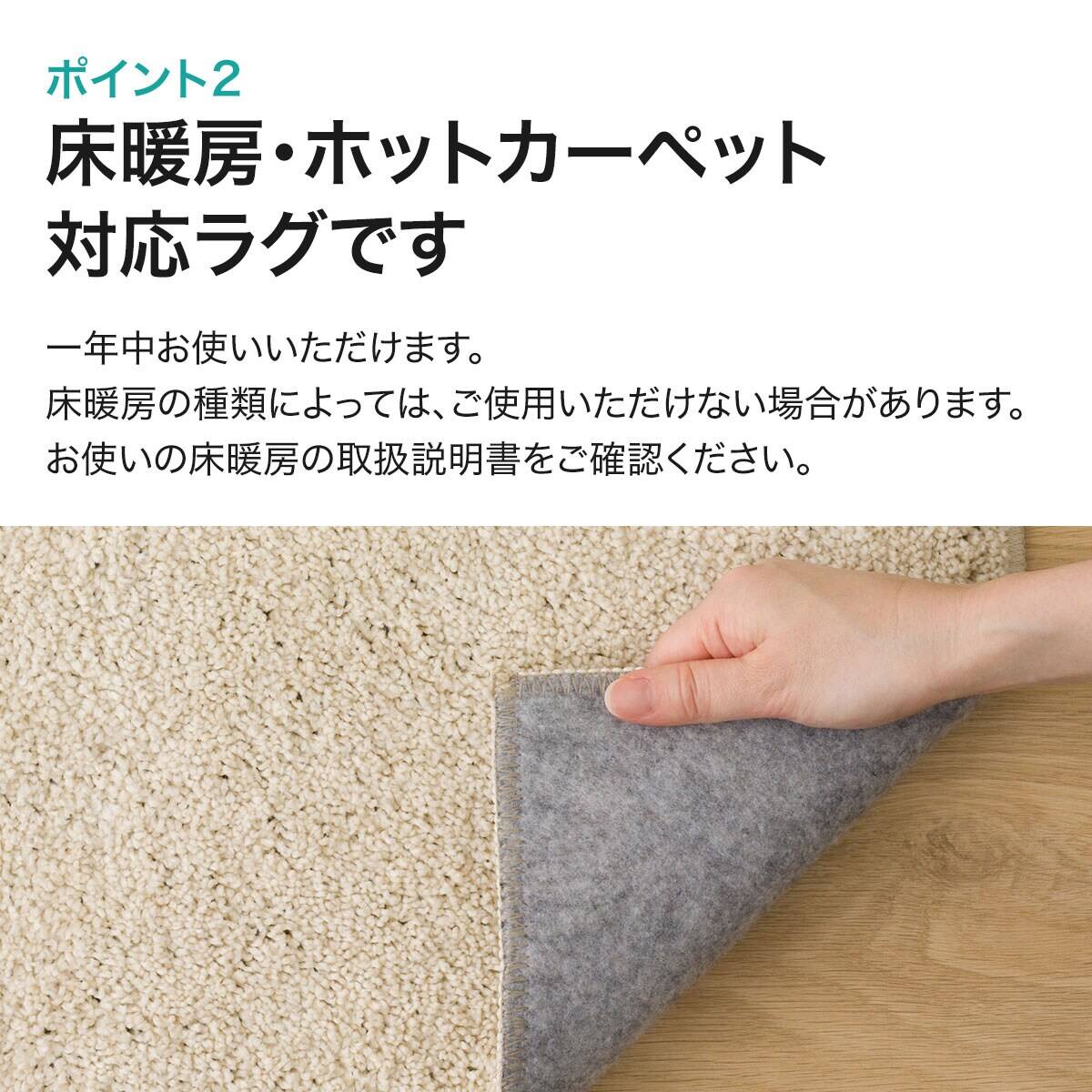 ほこりが取れやすい洗えるラグ(タフトラグ 185X185 BE SR003)+すべり