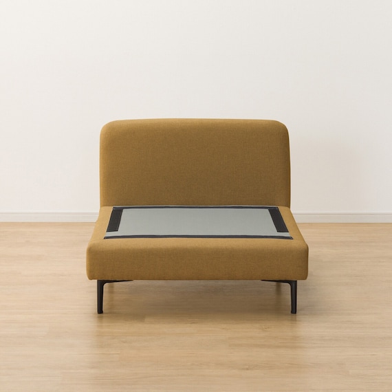 広い座面のゆったり 1人掛けソファ2台 + シェーズ + ヘッドレスト1本セット 布張りタイプ (MS01 1P×2/シェーズ/ヘッドレスト 肘あり YE) 19枚目画像