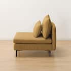 広い座面のゆったり 1人掛けソファ2台 + シェーズ + ヘッドレスト1本セット 布張りタイプ (MS01 1P×2/シェーズ/ヘッドレスト 肘あり YE) 20枚目画像