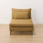 広い座面のゆったり 1人掛けソファ2台 + シェーズ + ヘッドレスト1本セット 布張りタイプ (MS01 1P×2/シェーズ/ヘッドレスト 肘あり YE) 23枚目画像