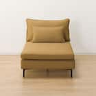 広い座面のゆったり 1人掛けソファ2台 + シェーズ + ヘッドレスト1本セット 布張りタイプ (MS01 1P×2/シェーズ/ヘッドレスト 肘あり YE) 23枚目画像