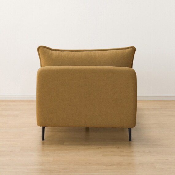 広い座面のゆったり 1人掛けソファ2台 + シェーズ + ヘッドレスト1本セット 布張りタイプ (MS01 1P×2/シェーズ/ヘッドレスト 肘あり YE) 26枚目画像