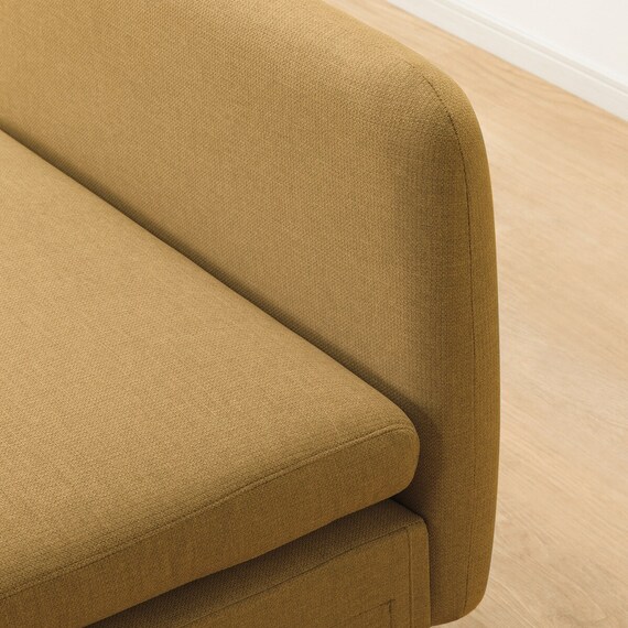 広い座面のゆったり 1人掛けソファ2台 + シェーズ + ヘッドレスト1本セット 布張りタイプ (MS01 1P×2/シェーズ/ヘッドレスト 肘あり YE) 29枚目画像