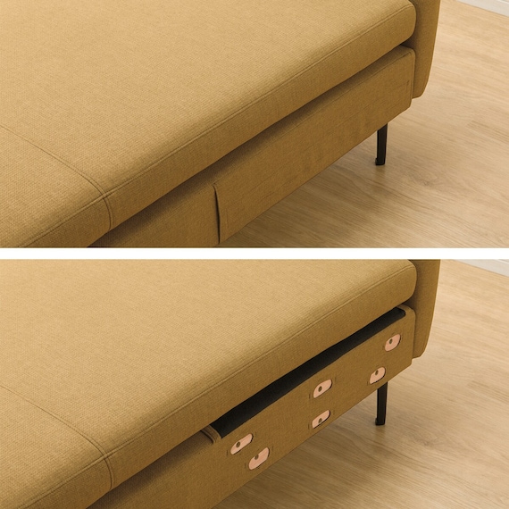 広い座面のゆったり 1人掛けソファ2台 + シェーズ + ヘッドレスト1本セット 布張りタイプ (MS01 1P×2/シェーズ/ヘッドレスト 肘あり YE) 32枚目画像