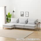 傷・汚れに強い 広い座面のゆったり 1人掛けソファ2台 + シェーズ + ヘッドレスト2本セット 布張りタイプ (MS01 1P×2/シェーズ 肘なし Nシールド LGY) 2枚目画像