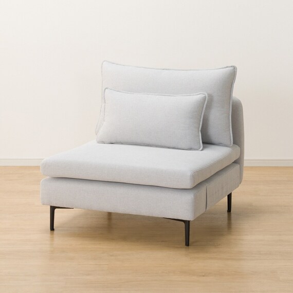 傷・汚れに強い 広い座面のゆったり 1人掛けソファ2台 + シェーズ + ヘッドレスト2本セット 布張りタイプ (MS01 1P×2/シェーズ 肘なし Nシールド LGY) 17枚目画像