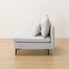 傷・汚れに強い 広い座面のゆったり 1人掛けソファ2台 + シェーズ + ヘッドレスト2本セット 布張りタイプ (MS01 1P×2/シェーズ 肘なし Nシールド LGY) 20枚目画像