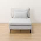 傷・汚れに強い 広い座面のゆったり 1人掛けソファ2台 + シェーズ + ヘッドレスト2本セット 布張りタイプ (MS01 1P×2/シェーズ 肘なし Nシールド LGY) 23枚目画像