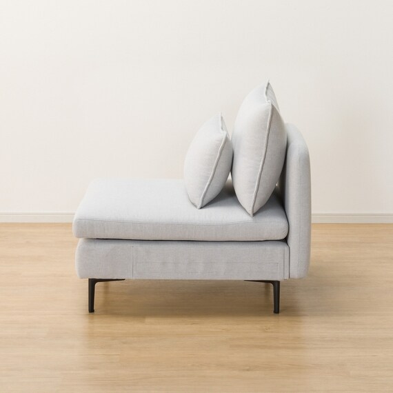 傷・汚れに強い 広い座面のゆったり 1人掛けソファ2台 + シェーズ + ヘッドレスト3本セット 布張りタイプ (MS01 1P×2/シェーズ/ヘッドレスト×3 肘なし Nシールド LGY) 20枚目画像