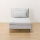 傷・汚れに強い 広い座面のゆったり 1人掛けソファ2台 + シェーズ + ヘッドレスト3本セット 布張りタイプ (MS01 1P×2/シェーズ/ヘッドレスト×3 肘なし Nシールド LGY) 23枚目画像