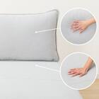 傷・汚れに強い 広い座面のゆったり 1人掛けソファ2台 + シェーズ + ヘッドレスト3本セット 布張りタイプ (MS01 1P×2/シェーズ/ヘッドレスト×3 肘なし Nシールド LGY) 28枚目画像