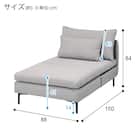 傷・汚れに強い 広い座面のゆったり 1人掛けソファ2台 + シェーズ + ヘッドレスト3本セット 布張りタイプ (MS01 1P×2/シェーズ/ヘッドレスト×3 肘なし Nシールド LGY) 41枚目画像