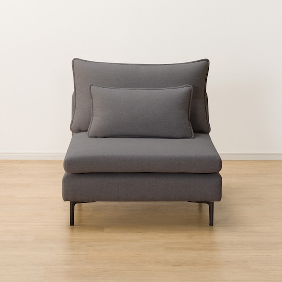 傷・汚れに強い 広い座面のゆったり 1人掛けソファ2台 + シェーズ + ヘッドレスト2本セット 布張りタイプ (MS01 1P×2/シェーズ 肘なし Nシールド MGY) 18枚目画像