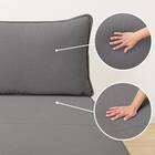 傷・汚れに強い 広い座面のゆったり 1人掛けソファ2台 + シェーズ + ヘッドレスト2本セット 布張りタイプ (MS01 1P×2/シェーズ 肘なし Nシールド MGY) 28枚目画像