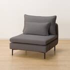 傷・汚れに強い 広い座面のゆったり 1人掛けソファ2台 + シェーズ + ヘッドレスト3本セット 布張りタイプ (MS01 1P×2/シェーズ/ヘッドレスト×3 肘なし Nシールド MGY) 17枚目画像