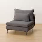 傷・汚れに強い 広い座面のゆったり 1人掛けソファ2台 + シェーズ + ヘッドレスト3本セット 布張りタイプ (MS01 1P×2/シェーズ/ヘッドレスト×3 肘なし Nシールド MGY) 17枚目画像