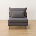 傷・汚れに強い 広い座面のゆったり 1人掛けソファ2台 + シェーズ + ヘッドレスト3本セット 布張りタイプ (MS01 1P×2/シェーズ/ヘッドレスト×3 肘なし Nシールド MGY) 18枚目画像