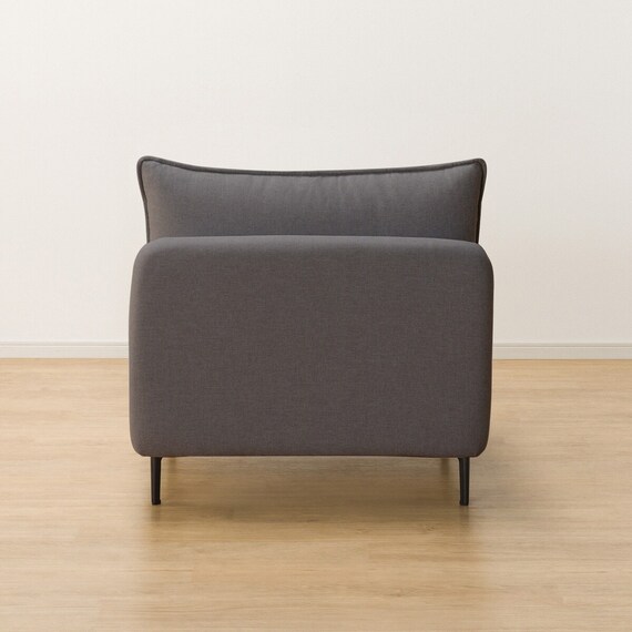 傷・汚れに強い 広い座面のゆったり 1人掛けソファ2台 + シェーズ + ヘッドレスト3本セット 布張りタイプ (MS01 1P×2/シェーズ/ヘッドレスト×3 肘なし Nシールド MGY) 21枚目画像