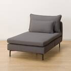 傷・汚れに強い 広い座面のゆったり 1人掛けソファ2台 + シェーズ + ヘッドレスト3本セット 布張りタイプ (MS01 1P×2/シェーズ/ヘッドレスト×3 肘なし Nシールド MGY) 22枚目画像