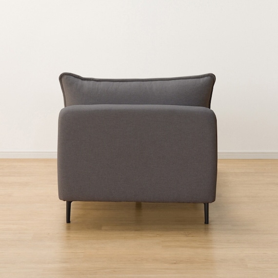 傷・汚れに強い 広い座面のゆったり 1人掛けソファ2台 + シェーズ + ヘッドレスト3本セット 布張りタイプ (MS01 1P×2/シェーズ/ヘッドレスト×3 肘なし Nシールド MGY) 26枚目画像