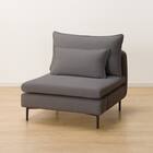 傷・汚れに強い 広い座面のゆったり 1人掛けソファ + シェーズ2台 + ヘッドレスト1本セット 布張りタイプ (MS01 1P/シェーズ×2/ヘッドレスト 肘あり Nシールド MGY) 17枚目画像