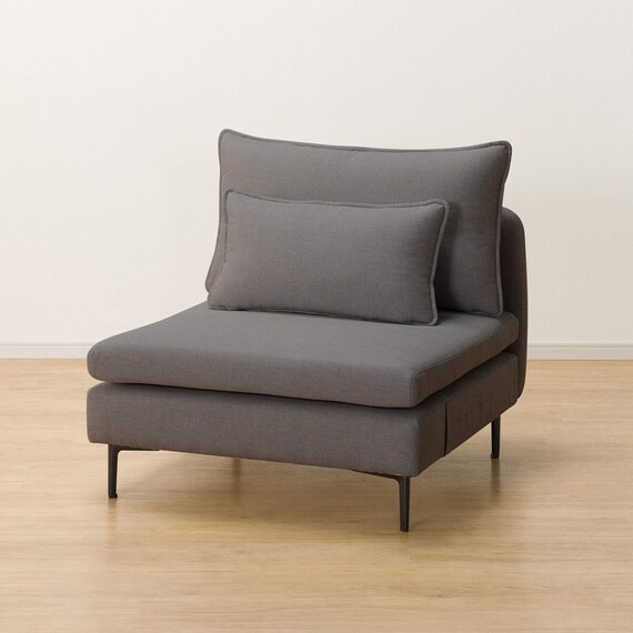 傷・汚れに強い 広い座面のゆったり 1人掛けソファ + シェーズ2台 + ヘッドレスト1本セット 布張りタイプ (MS01 1P/シェーズ×2/ヘッドレスト 肘あり Nシールド MGY) 17枚目画像