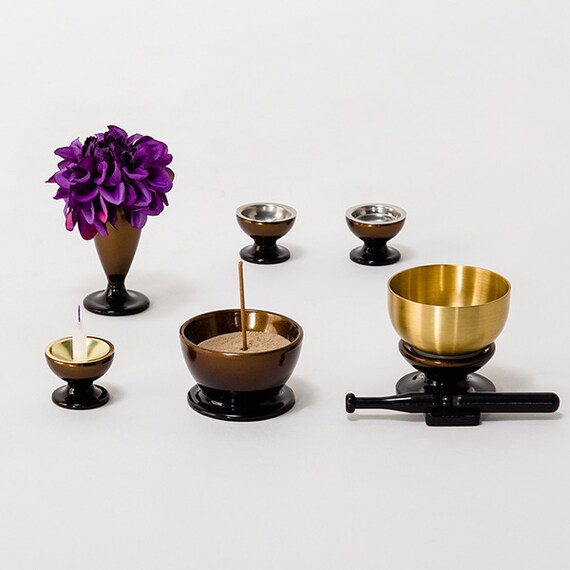 仏具(五具足・りん)セット(MG01 琥珀ぼかし) 1枚目画像