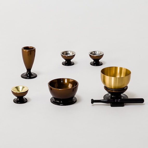 仏具(五具足・りん)セット(MG01 琥珀ぼかし) 2枚目画像