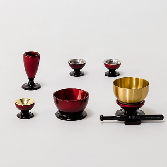 仏具(五具足・りん)セット(MG01 ワインぼかし) 2枚目画像