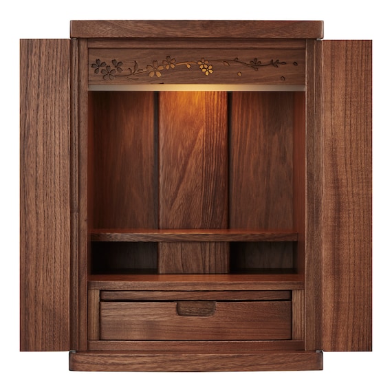 LED照明付きミニ仏壇15号(NB40 LED15 MBR) 8枚目画像