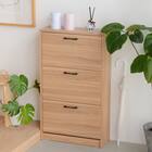 ナチュラルなデザインの3段薄型シューズBOX(NA) 1枚目画像