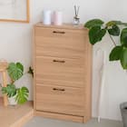 ナチュラルなデザインの3段薄型シューズBOX(NA) 1枚目画像