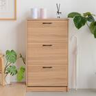 ナチュラルなデザインの3段薄型シューズBOX(NA) 2枚目画像