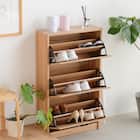 ナチュラルなデザインの3段薄型シューズBOX(NA) 4枚目画像