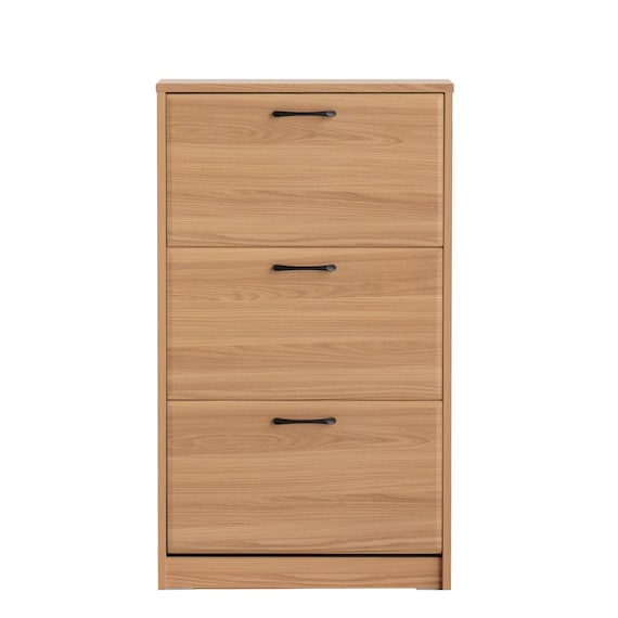 ナチュラルなデザインの3段薄型シューズBOX(NA) 9枚目画像