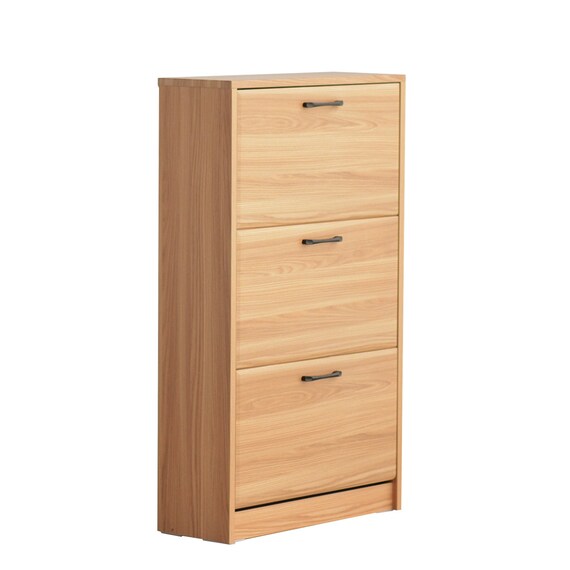 ナチュラルなデザインの3段薄型シューズBOX(NA) 10枚目画像