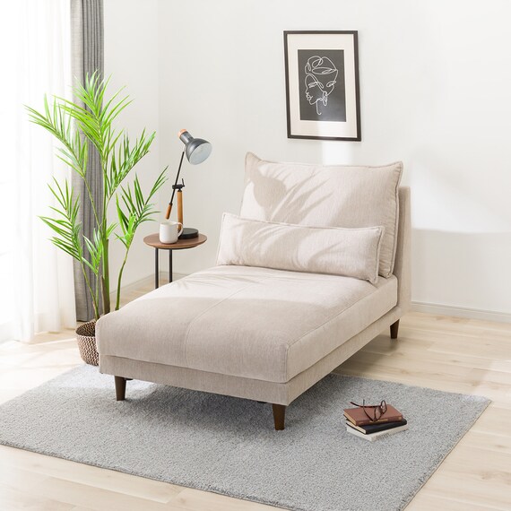 シェーズロングソファ 布張りタイプ (RJ001 BE) 1枚目画像