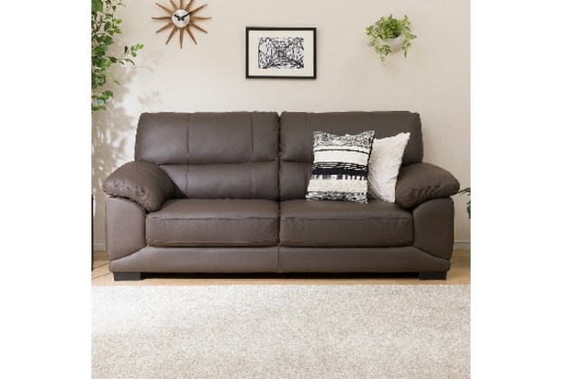 ニトリ NITORI 3人用ソファ (ウォール3KD 革C1DBR)