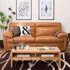 3人掛け本革(一部合成皮革)ソファ(N B-637KD BR) 2枚目画像