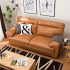 3人掛け本革(一部合成皮革)ソファ(N B-637KD BR) 3枚目画像