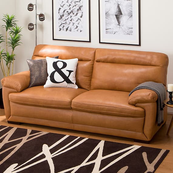 3人掛け本革(一部合成皮革)ソファ(N B-637KD BR) 4枚目画像