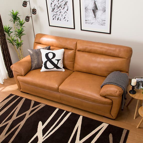 3人掛け本革(一部合成皮革)ソファ(N B-637KD BR) 6枚目画像