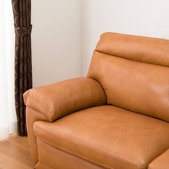 3人掛け本革(一部合成皮革)ソファ(N B-637KD BR) 10枚目画像