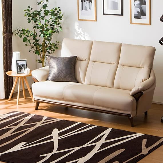 傷・汚れに強い 3人掛けソファ 合皮タイプ (コウテイ3 Nシールド BE) 10枚目画像