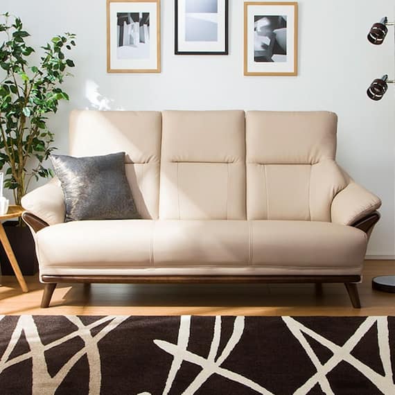 傷・汚れに強い 3人掛けソファ 合皮タイプ (コウテイ3 Nシールド BE) 11枚目画像