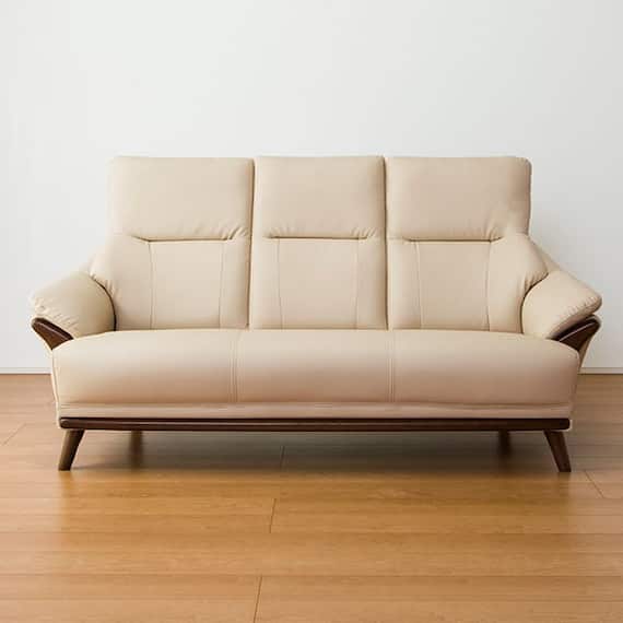 傷・汚れに強い 3人掛けソファ 合皮タイプ (コウテイ3 Nシールド BE) 15枚目画像