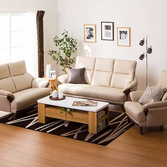 傷・汚れに強い 3人掛けソファ 合皮タイプ (コウテイ3 Nシールド BE) 21枚目画像