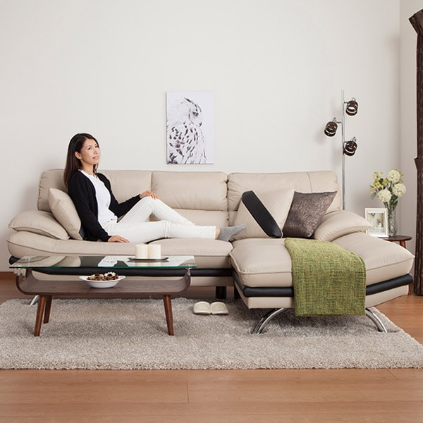 ニトリ 本革カウチソファ(ベージュ 商品番号1137790)