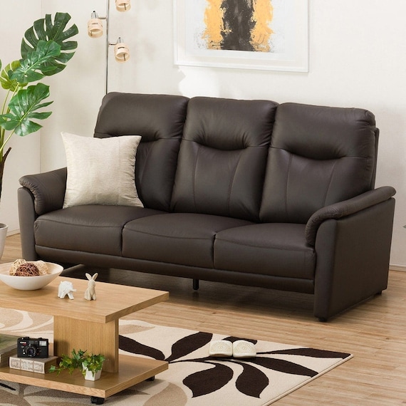 3人掛けソファ 本革(一部合成皮革)タイプ (ナルタKD DBR) 1枚目画像